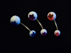 NOMBRIL : Fleurette bleu foncé, violet, orange ( pu qu'une de chaque en stock ! )